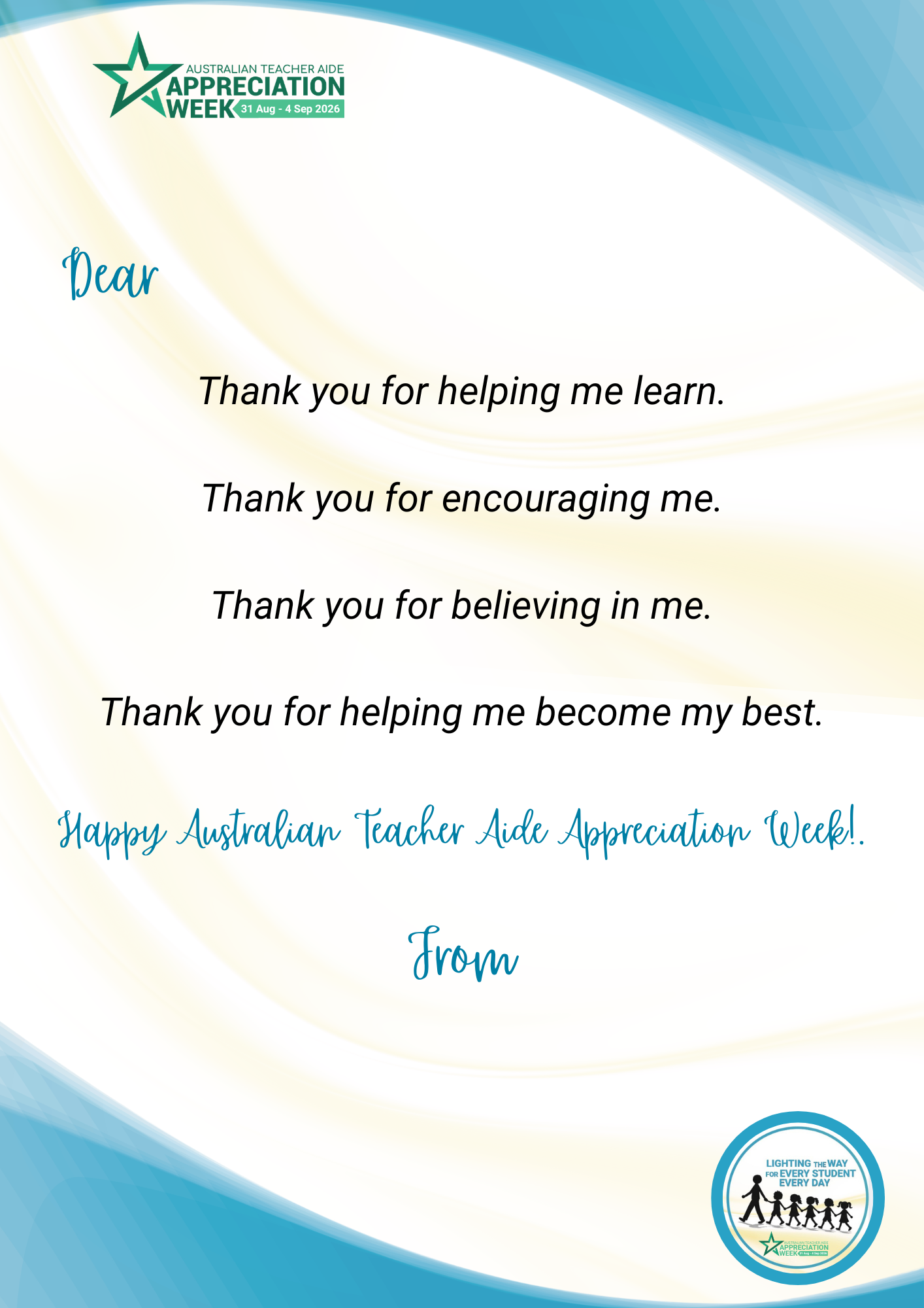 Student Thank You Note